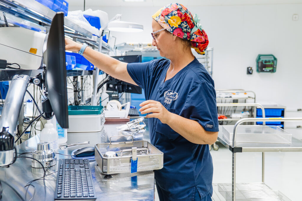 carrie fry, operating room sterile processing technician at work