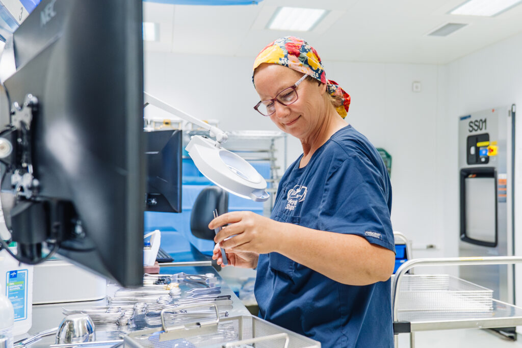 carrie fry, operating room sterile processing technician at work