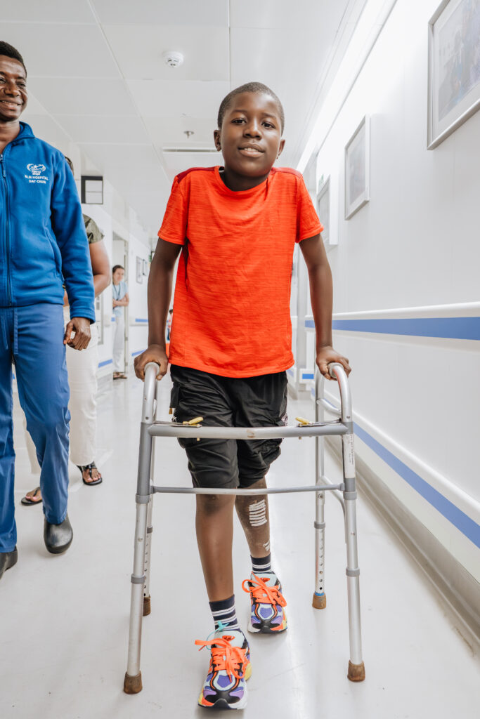 orthopedic patients receiving shoes after their cast change.